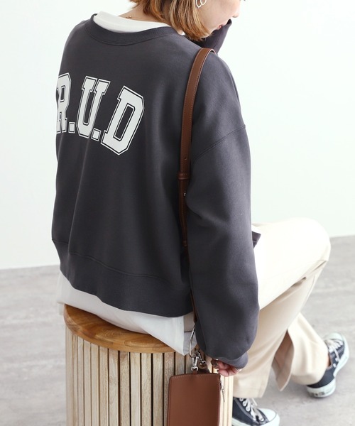 reca（レカ）の「プリント入り裏起毛2wayカーディガン（スウェット・レディース・オフホワイト/チャコールグレー/トップグレー・FREE）」の13枚目の写真