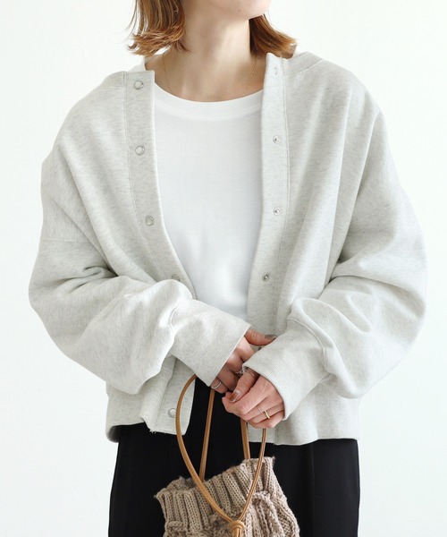 reca（レカ）の「プリント入り裏起毛2wayカーディガン（スウェット・レディース・オフホワイト/チャコールグレー/トップグレー・FREE）」の22枚目の写真
