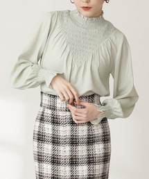 N.(N. Natural Beauty Basic) | ◆シャーリングヨークハイネックブラウス(シャツ/ブラウス)