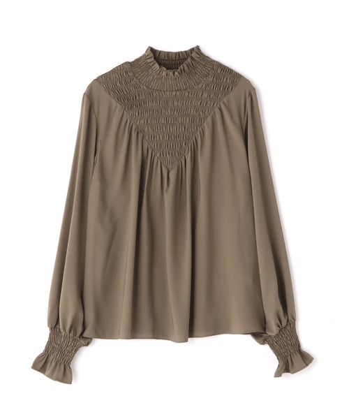 N.(N. Natural Beauty Basic)(エヌエヌナチュラルビューティーベーシック)の「◆シャーリングヨークハイネックブラウス(シャツ/ブラウス・レディース・モカ/ナチュラル/ライトグリーン・MEDIUM)」の14枚目の写真