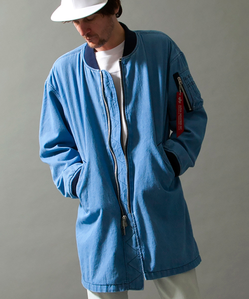 MONKEY TIME（モンキータイム）の「＜monkey time × ALPHA＞ ∴ LONG/MA-1 dnm/アウター ◆（ミリタリージャケット・メンズ・ライトブルー・SMALL/LARGE/MEDIUM）」の4枚目の写真