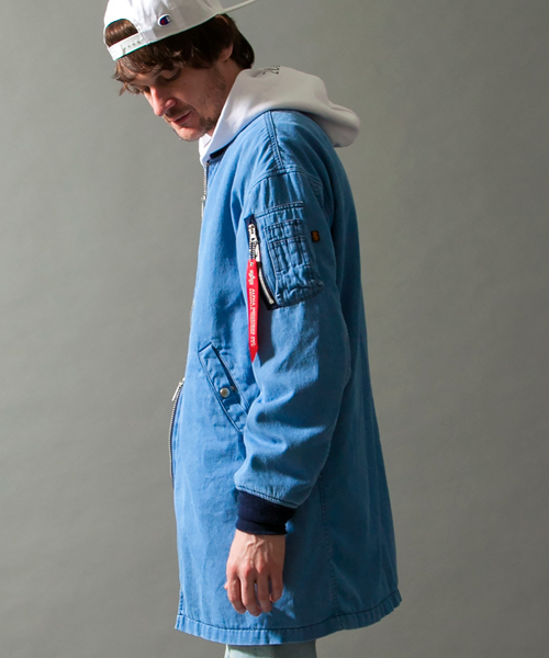 MONKEY TIME（モンキータイム）の「＜monkey time × ALPHA＞ ∴ LONG/MA-1 dnm/アウター ◆（ミリタリージャケット・メンズ・ライトブルー・SMALL/LARGE/MEDIUM）」の5枚目の写真