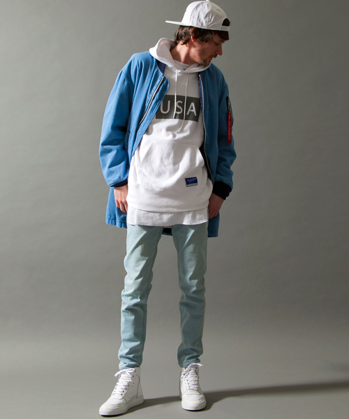 MONKEY TIME（モンキータイム）の「＜monkey time × ALPHA＞ ∴ LONG/MA-1 dnm/アウター ◆（ミリタリージャケット・メンズ・ライトブルー・SMALL/LARGE/MEDIUM）」の12枚目の写真