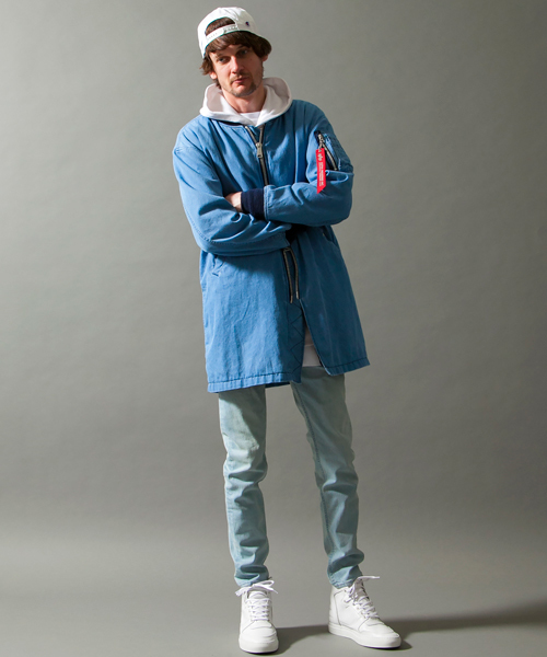 MONKEY TIME（モンキータイム）の「＜monkey time × ALPHA＞ ∴ LONG/MA-1 dnm/アウター ◆（ミリタリージャケット・メンズ・ライトブルー・SMALL/LARGE/MEDIUM）」の13枚目の写真