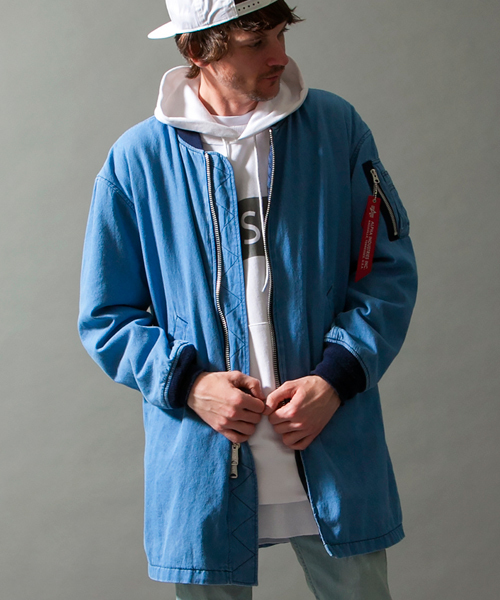 MONKEY TIME（モンキータイム）の「＜monkey time × ALPHA＞ ∴ LONG/MA-1 dnm/アウター ◆（ミリタリージャケット・メンズ・ライトブルー・SMALL/LARGE/MEDIUM）」の10枚目の写真