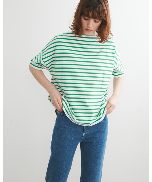 Traditional Weatherwear(トラディショナルウェザーウェア)の「BMB SHIRT LONG SHORT SLEEVE(Tシャツ/カットソー・レディース・ホワイト×グリーン/ホワイト×ブラック/ホワイト系その他・S)」の8枚目の写真