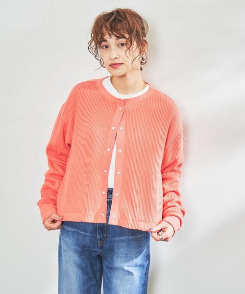 coen（コーエン）の「ハリヌキジャカードカーディガン（カーディガン/ボレロ・レディース・ナチュラル/シャーベット/ブラック・MEDIUM/LARGE）」の5枚目の写真