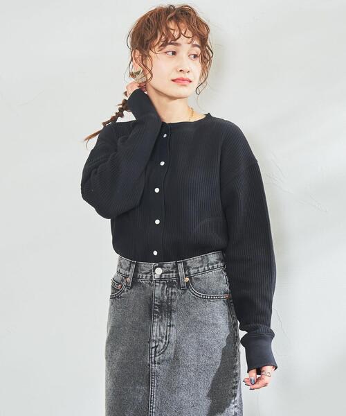 coen（コーエン）の「ハリヌキジャカードカーディガン（カーディガン/ボレロ・レディース・ナチュラル/シャーベット/ブラック・MEDIUM/LARGE）」の15枚目の写真