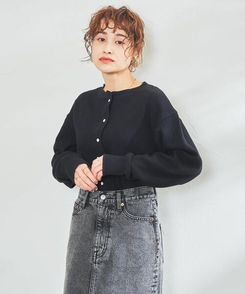 coen（コーエン）の「ハリヌキジャカードカーディガン（カーディガン/ボレロ・レディース・ナチュラル/シャーベット/ブラック・MEDIUM/LARGE）」の16枚目の写真