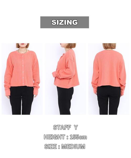 coen（コーエン）の「ハリヌキジャカードカーディガン（カーディガン/ボレロ・レディース・ナチュラル/シャーベット/ブラック・MEDIUM/LARGE）」の12枚目の写真