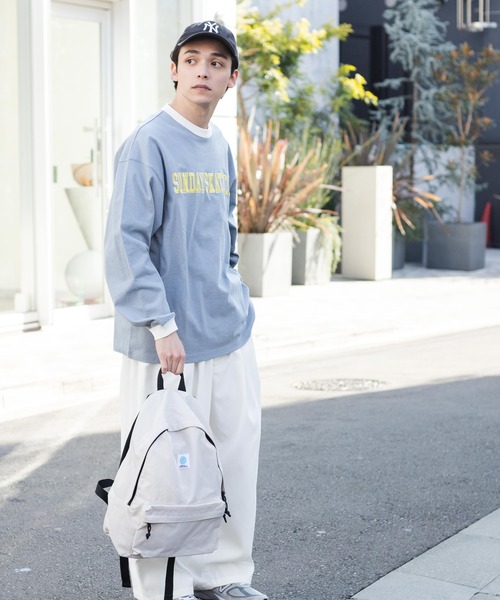 WEGO（ウィゴー）の「WEGO/ナイロンデイパック（バックパック/リュック・メンズ・ネイビー/グリーン/オレンジ/オフホワイト/グレー/ブラック・FREE）」の8枚目の写真