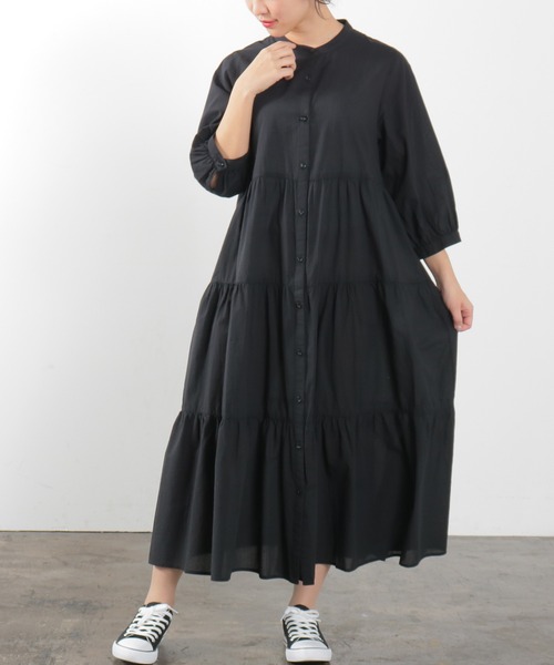 Honeys（ハニーズ）の「ティアードワンピース（ワンピース・レディース・ホワイト/ブラック/ミント/ラベンダー/ホワイト×ブラック・S/M/L）」の3枚目の写真