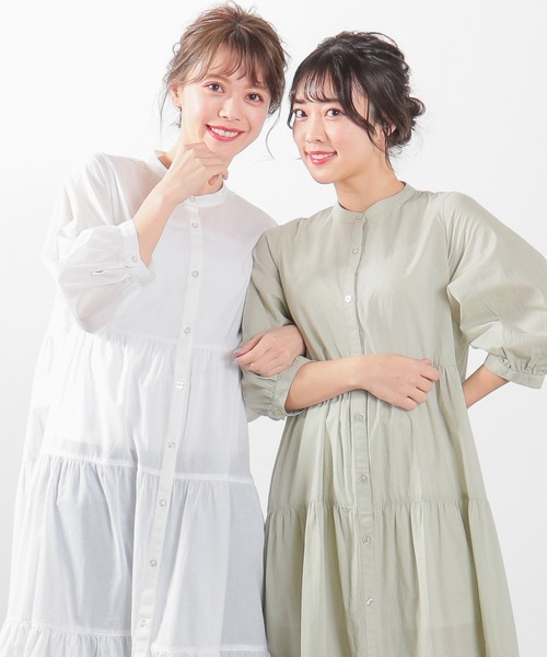 Honeys（ハニーズ）の「ティアードワンピース（ワンピース・レディース・ホワイト/ブラック/ミント/ラベンダー/ホワイト×ブラック・S/M/L）」の7枚目の写真