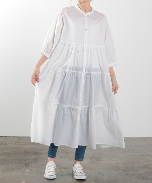 Honeys（ハニーズ）の「ティアードワンピース（ワンピース・レディース・ホワイト/ブラック/ミント/ラベンダー/ホワイト×ブラック・S/M/L）」の9枚目の写真