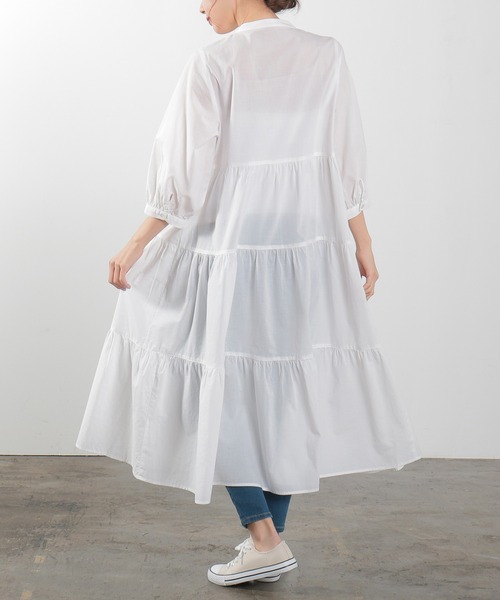 Honeys（ハニーズ）の「ティアードワンピース（ワンピース・レディース・ホワイト/ブラック/ミント/ラベンダー/ホワイト×ブラック・S/M/L）」の10枚目の写真