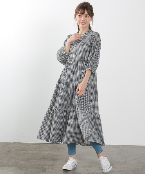 Honeys（ハニーズ）の「ティアードワンピース（ワンピース・レディース・ホワイト/ブラック/ミント/ラベンダー/ホワイト×ブラック・S/M/L）」の12枚目の写真