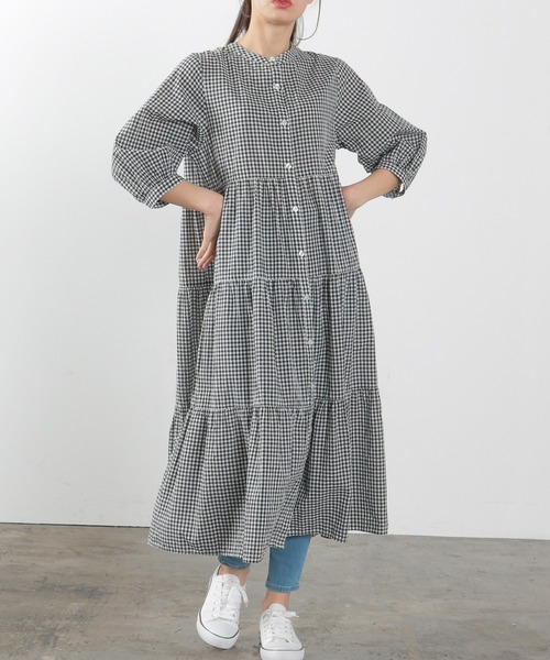 Honeys（ハニーズ）の「ティアードワンピース（ワンピース・レディース・ホワイト/ブラック/ミント/ラベンダー/ホワイト×ブラック・S/M/L）」の13枚目の写真