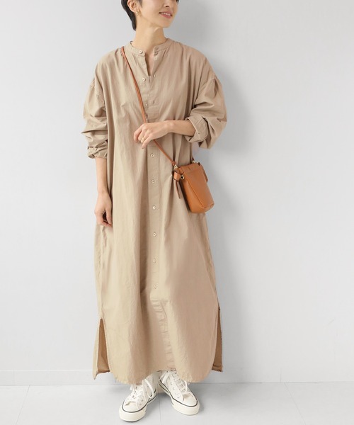 ARMEN(アーメン)の「【ARMEN/アーメン】 UTILITY BAND COLLAR LONG OP POPLI:ワンピース◆(ワンピース・レディース・ベージュ/グレー・FREE)」の2枚目の写真