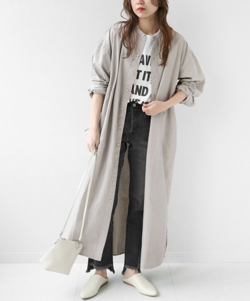 ARMEN(アーメン)の「【ARMEN/アーメン】 UTILITY BAND COLLAR LONG OP POPLI:ワンピース◆(ワンピース・レディース・ベージュ/グレー・FREE)」の3枚目の写真