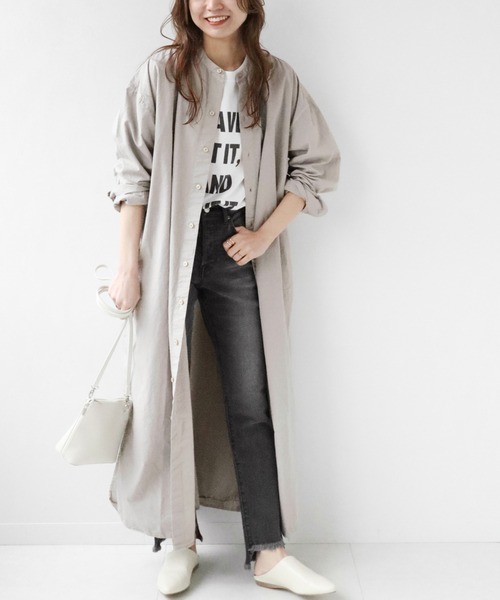 ARMEN(アーメン)の「【ARMEN/アーメン】 UTILITY BAND COLLAR LONG OP POPLI:ワンピース◆(ワンピース・レディース・ベージュ/グレー・FREE)」の4枚目の写真