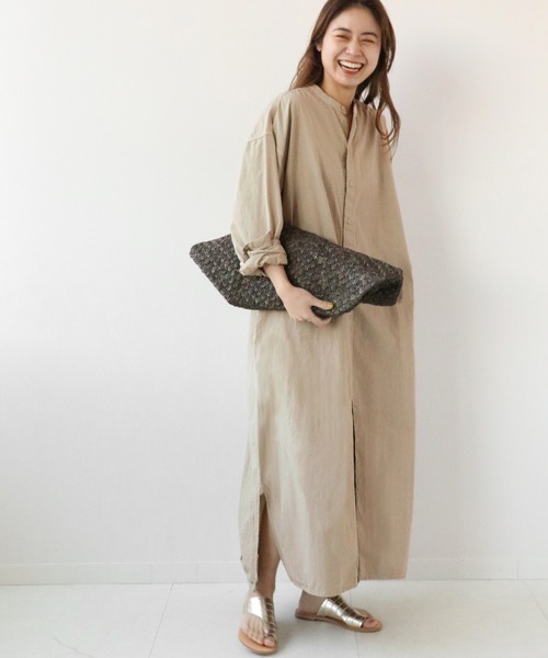 ARMEN(アーメン)の「【ARMEN/アーメン】 UTILITY BAND COLLAR LONG OP POPLI:ワンピース◆(ワンピース・レディース・ベージュ/グレー・FREE)」の9枚目の写真