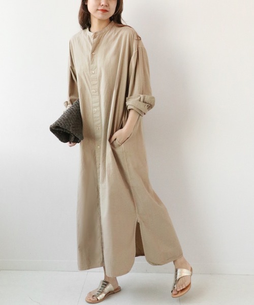 ARMEN(アーメン)の「【ARMEN/アーメン】 UTILITY BAND COLLAR LONG OP POPLI:ワンピース◆(ワンピース・レディース・ベージュ/グレー・FREE)」の10枚目の写真