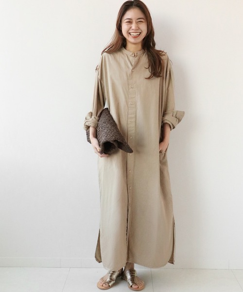 ARMEN(アーメン)の「【ARMEN/アーメン】 UTILITY BAND COLLAR LONG OP POPLI:ワンピース◆(ワンピース・レディース・ベージュ/グレー・FREE)」の8枚目の写真