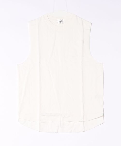 B.I.D.(ビーアイディー)の「《RDS》ポケット付き カットオフ ノースリーブカットソー(Tシャツ/カットソー・レディース・ブラック/ベージュ/ネイビー/カーキ/オフホワイト・LARGE/MEDIUM)」の2枚目の写真