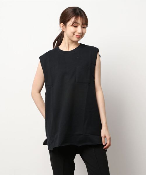 B.I.D.(ビーアイディー)の「《RDS》ポケット付き カットオフ ノースリーブカットソー(Tシャツ/カットソー・レディース・ブラック/ベージュ/ネイビー/カーキ/オフホワイト・LARGE/MEDIUM)」の3枚目の写真