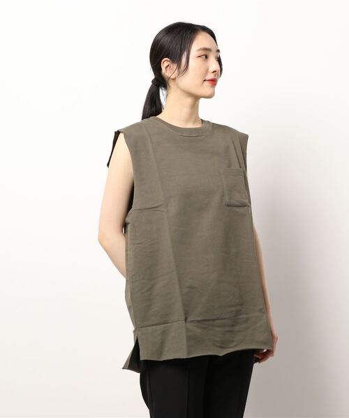 B.I.D.(ビーアイディー)の「《RDS》ポケット付き カットオフ ノースリーブカットソー(Tシャツ/カットソー・レディース・ブラック/ベージュ/ネイビー/カーキ/オフホワイト・LARGE/MEDIUM)」の18枚目の写真