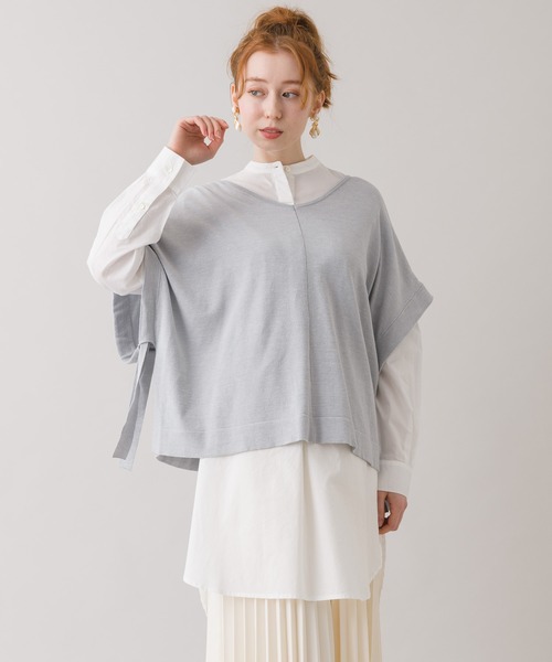 CLOCHE(クロシェ)の「cloche ベスト+シャツセット(シャツ/ブラウス・レディース・ベージュ/グレー・FREE)」の7枚目の写真