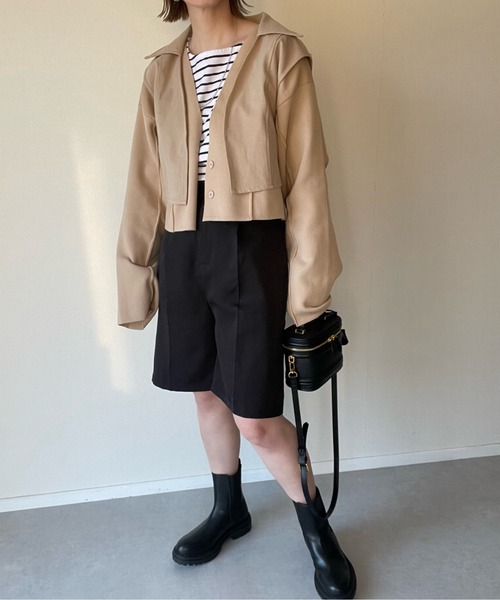 y/m by misato（イムバイミサト）の「エステルツイルハーフパンツ（その他パンツ・レディース・ブラック/オフホワイト/グレイッシュベージュ・FREE）」の17枚目の写真