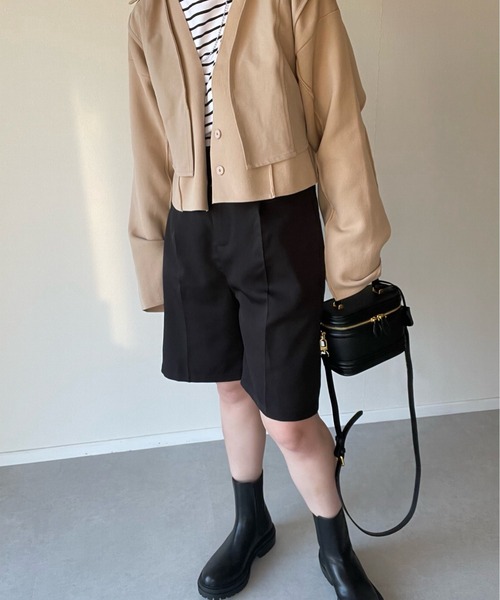 y/m by misato（イムバイミサト）の「エステルツイルハーフパンツ（その他パンツ・レディース・ブラック/オフホワイト/グレイッシュベージュ・FREE）」の19枚目の写真