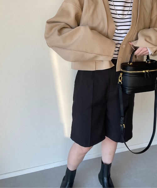 y/m by misato（イムバイミサト）の「エステルツイルハーフパンツ（その他パンツ・レディース・ブラック/オフホワイト/グレイッシュベージュ・FREE）」の20枚目の写真