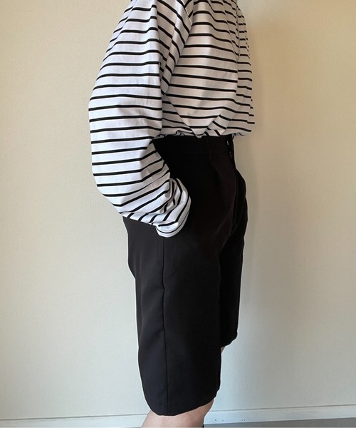 y/m by misato（イムバイミサト）の「エステルツイルハーフパンツ（その他パンツ・レディース・ブラック/オフホワイト/グレイッシュベージュ・FREE）」の10枚目の写真