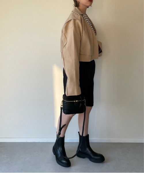 y/m by misato（イムバイミサト）の「エステルツイルハーフパンツ（その他パンツ・レディース・ブラック/オフホワイト/グレイッシュベージュ・FREE）」の14枚目の写真