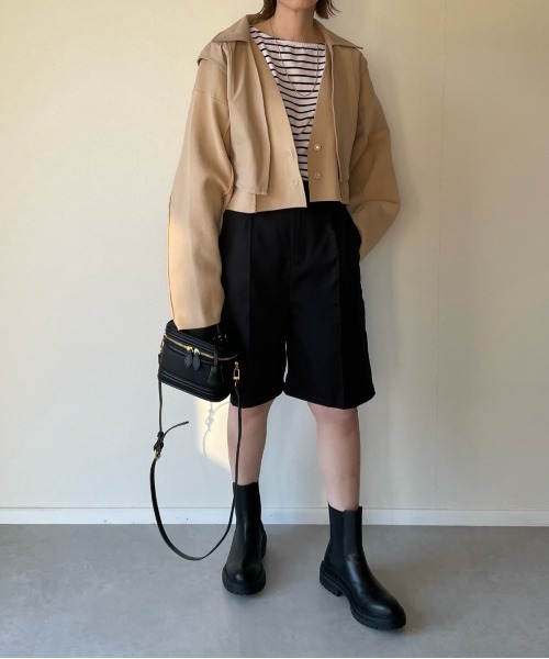 y/m by misato（イムバイミサト）の「エステルツイルハーフパンツ（その他パンツ・レディース・ブラック/オフホワイト/グレイッシュベージュ・FREE）」の16枚目の写真