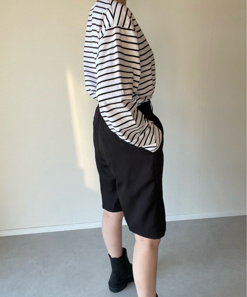 y/m by misato（イムバイミサト）の「エステルツイルハーフパンツ（その他パンツ・レディース・ブラック/オフホワイト/グレイッシュベージュ・FREE）」の11枚目の写真