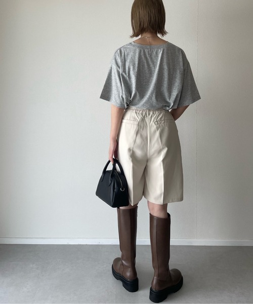 y/m by misato（イムバイミサト）の「エステルツイルハーフパンツ（その他パンツ・レディース・ブラック/オフホワイト/グレイッシュベージュ・FREE）」の6枚目の写真