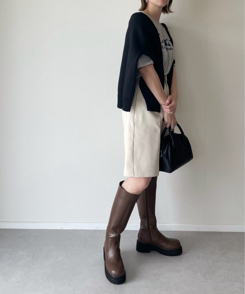 y/m by misato（イムバイミサト）の「エステルツイルハーフパンツ（その他パンツ・レディース・ブラック/オフホワイト/グレイッシュベージュ・FREE）」の7枚目の写真