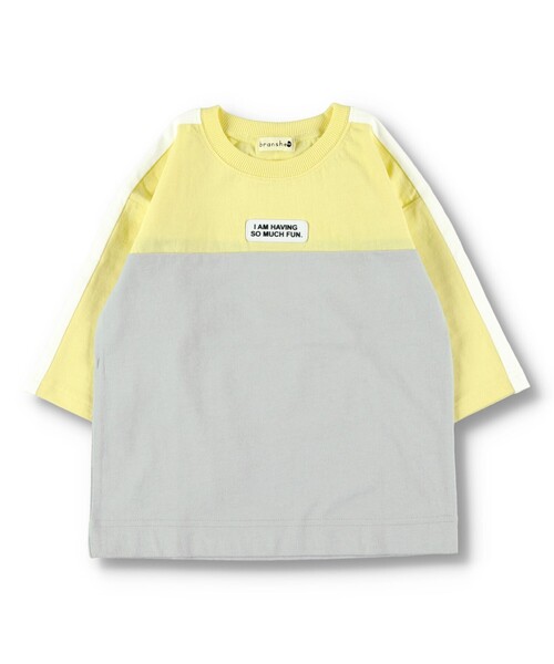 BRANSHES(ブランシェス)の「【立体ワッペン】ライン入り七分袖Tシャツ(Tシャツ/カットソー・キッズ・ブラック/レモンイエロー・90/100/110/120/130/140/150)」の7枚目の写真