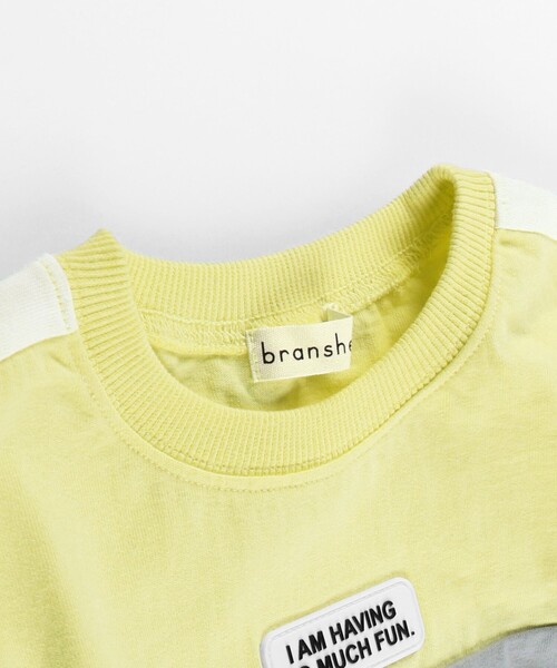 BRANSHES(ブランシェス)の「【立体ワッペン】ライン入り七分袖Tシャツ(Tシャツ/カットソー・キッズ・ブラック/レモンイエロー・90/100/110/120/130/140/150)」の3枚目の写真