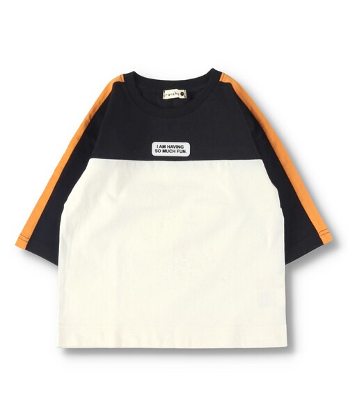 BRANSHES(ブランシェス)の「【立体ワッペン】ライン入り七分袖Tシャツ(Tシャツ/カットソー・キッズ・ブラック/レモンイエロー・90/100/110/120/130/140/150)」の15枚目の写真