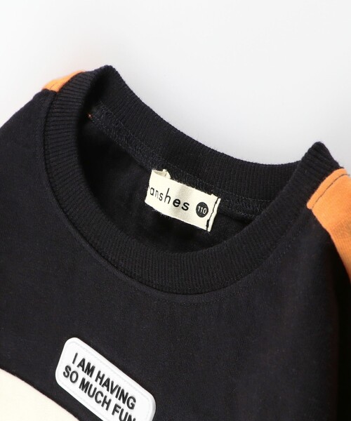 BRANSHES(ブランシェス)の「【立体ワッペン】ライン入り七分袖Tシャツ(Tシャツ/カットソー・キッズ・ブラック/レモンイエロー・90/100/110/120/130/140/150)」の11枚目の写真