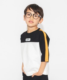 BRANSHES（ブランシェス）の「【立体ワッペン】ライン入り七分袖Tシャツ（Tシャツ/カットソー）」