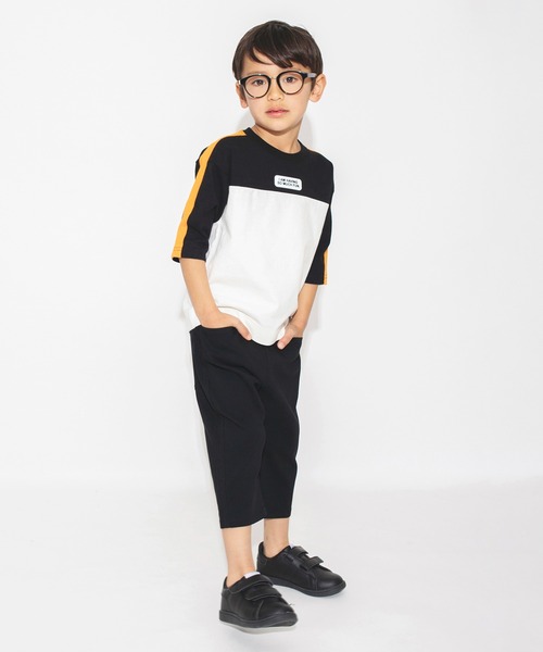 BRANSHES(ブランシェス)の「【立体ワッペン】ライン入り七分袖Tシャツ(Tシャツ/カットソー・キッズ・ブラック/レモンイエロー・90/100/110/120/130/140/150)」の13枚目の写真