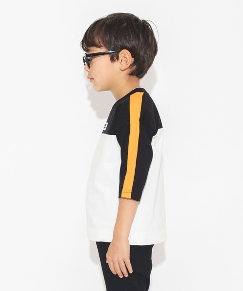 BRANSHES(ブランシェス)の「【立体ワッペン】ライン入り七分袖Tシャツ(Tシャツ/カットソー・キッズ・ブラック/レモンイエロー・90/100/110/120/130/140/150)」の9枚目の写真
