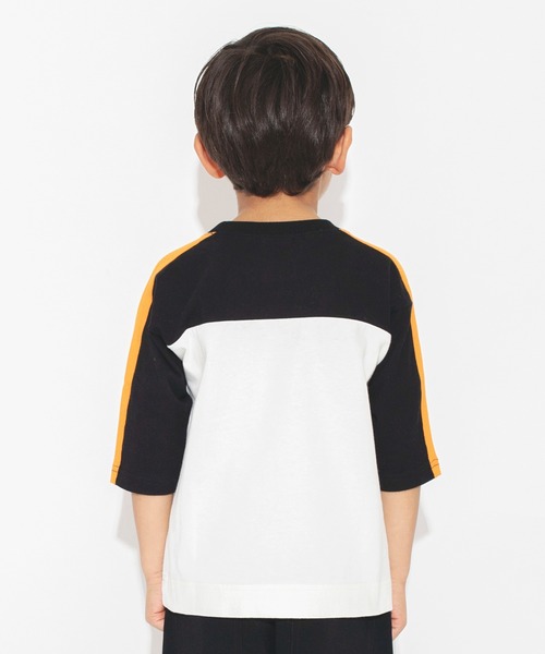 BRANSHES(ブランシェス)の「【立体ワッペン】ライン入り七分袖Tシャツ(Tシャツ/カットソー・キッズ・ブラック/レモンイエロー・90/100/110/120/130/140/150)」の5枚目の写真