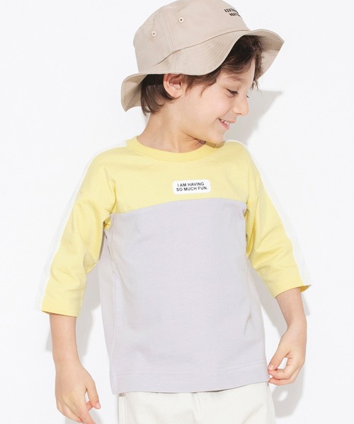 BRANSHES(ブランシェス)の「【立体ワッペン】ライン入り七分袖Tシャツ(Tシャツ/カットソー・キッズ・ブラック/レモンイエロー・90/100/110/120/130/140/150)」の10枚目の写真