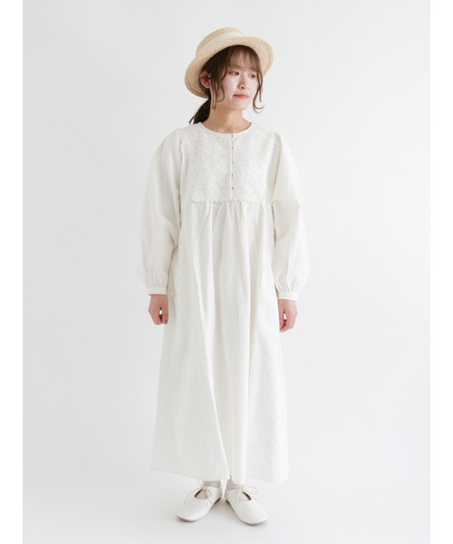 Samansa Mos2(サマンサ モスモス)の「レース貼りワンピース(ワンピース・レディース・ラベンダー/ブラック/オフホワイト/グレー・フリ-)」の2枚目の写真